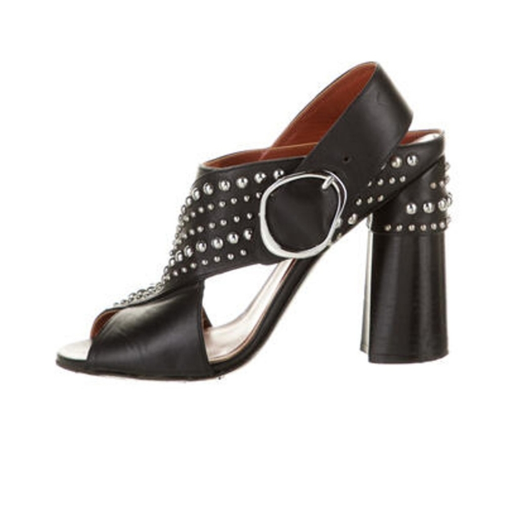 3.1 Phillip Lim Black Leather Silver Stud Chunky Heel Sandals 40 9